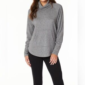 NEW Bobi Funnel Neck Raglan With Pocket Sweater